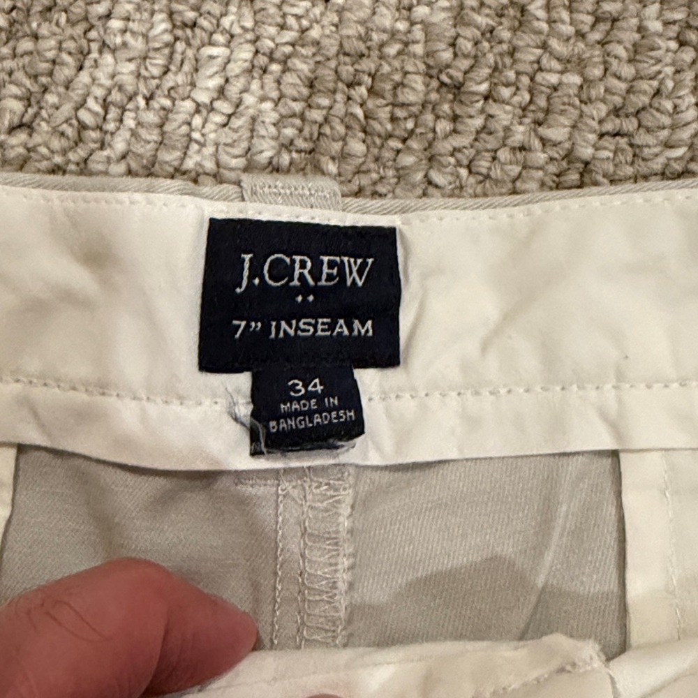 J. Crew flat front light khaki Shorts, 34”x7”, like new - Picture 2 of 4